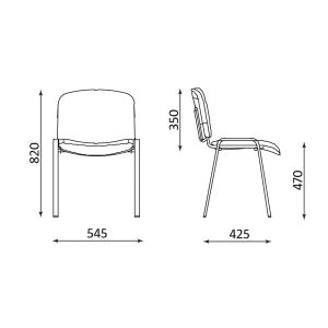 Стол ISO Chrome Посетителски, Текстил, Бордо