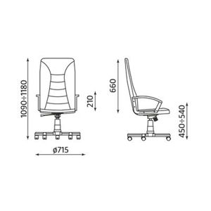 Стол Factor Мениджърски, Изкуствена кожа, Черен