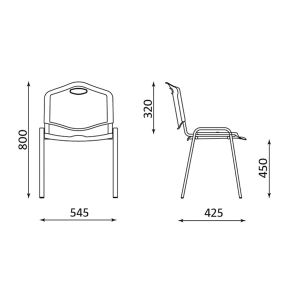 Стол ISO Plastic Chrome Посетителски, Пластмаса, Сив