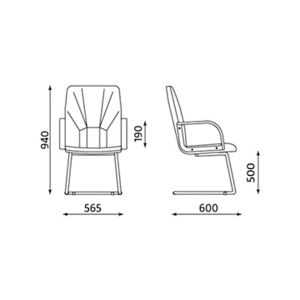 Стол Manager CF LB Посетителски, Естествена кожа, Черен