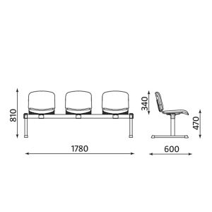Пейка Iso Black Plastic Тройка, Пластмаса, Червена