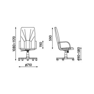 Стол Manager Мениджърски, Естествена кожа, Черен