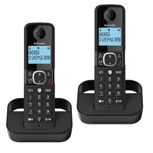 Безжичен DECT телефон Alcatel F860 DUO - черен