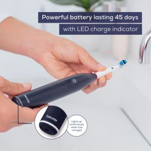 Електрическа четка за зъби Beurer TB 50 Electric toothbrush; Integr. pressure sensor; 3 cleaning programs; 45 days Battery life; 2-min timer; Oscillating, pulsating, brushing technology; Incl. charger, USB cable with adapter, storage box & CBH; black