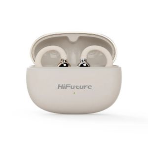 Слушалки HiFuture FlexClip Champagne Gold, Open Ear Comfort, Bluetooth 5.4, 4 Mics ENC Calling System, Playtime up to 30 Hours, IPX5 Waterproof, 12mm Driver Bass Boost