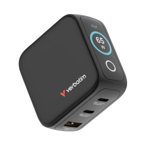 Зарядно устройство Verbatim Mini GaN Charger 65W with Display