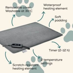 Термоподложка Beurer PP 220 Sammy Large heating mat for dogs and cats; Proven safety; Integrated bite protection on the power cable&protected heating element; Machine-washable cover and waterproof heating element