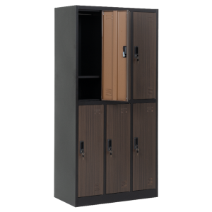 Метален шкаф Carmen CR-1243 J - черен-орех