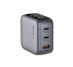 Зарядно устройство Verbatim Mini GaN Charger 65W with Display + 60W USB-C to USB-C Cable (Charger and Data transfer) Grey