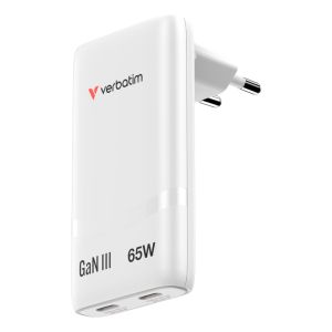 Зарядно устройство Verbatim Fold 'n' Go GaN Charger 65W EU plug White