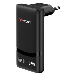 Зарядно устройство Verbatim Fold 'n' Go GaN Charger 65W EU plug Black