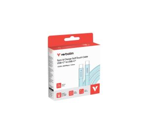 Кабел Verbatim Sync & Charge SoftTouch USB-C to C cable 100W 120 cm - Blue