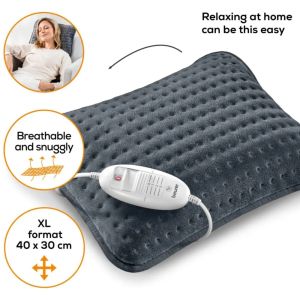 Термоподложка Beurer HK 48 Cosy Heat Pad; 3 temperature settings; auto switch-off after 90 min; washable on 30°; reversable cushion; with inner pad; removable switch; fleece fibre; 40(L)x30(W) cm