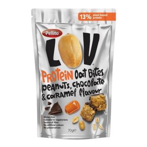 Овесени хапки LOV® Протеинови, Фъстъци, карамел, шоколад 70 g