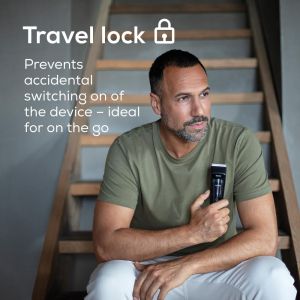 Машинка за подстригване Beurer MN5X hair clipper, 7 Attachments, 6 adjustable cutting lengths and 4-stage fine adjustment, LED display with battery display, Battery and mains operation, travel lock display and charge display, storage bag