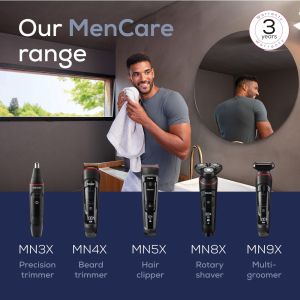 Машинка за подстригване Beurer MN5X hair clipper, 7 Attachments, 6 adjustable cutting lengths and 4-stage fine adjustment, LED display with battery display, Battery and mains operation, travel lock display and charge display, storage bag