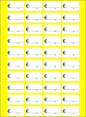 Етикети за цени EURO 28х16 mm 20 л. х 40 етикета Бели