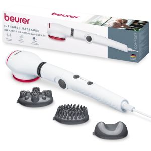 Масажор Beurer MG 44 infrared massager; Soothing vibration massage; Rotating massage head and 3-way adjustable handle; Infrared heat; 3 function levels; 4 interchangeable massage attachments