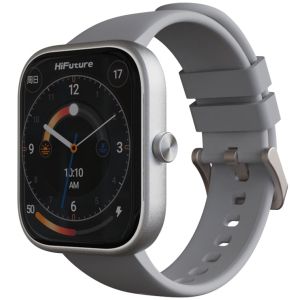 Часовник HiFuture Lume Silver Grey, 1.85 " IPS, Powered by Dual Core, Aerospace-Grade Ultra Light Aluminum Frame, Bluetooth Call, 3D User Interface, 1ATM Waterproof, 24/7 True Heart Rate & Blood Oxygen Sensor, 100+ Sports Mode, Up to 7 days daily use