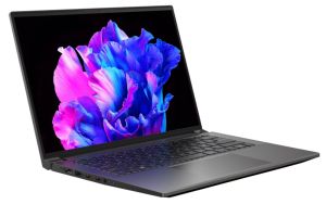 Лаптоп Acer Swift X 14, SFX14-71G-75L8, Intel Core i7-13700H(3.70GHz up to 5.00GHz, 24MB),14.5" 2.8K OLED (2880x1800) 120Hz, 16GB DDR5, 1024 GB NVMe SSD,RTX 4050 6GB GDDR6,  FHD Cam,WiFi 6E, BT 5.1, Micro SD card,Backlit Kbd, Win 11 Home , Steel Gray