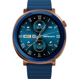 Часовник HiFuture Aurora Blue, 1.43" AMOLED,  466*466, Powered by Dual Core & Syntra AI, Bluetooth Call, IP68  Waterproof, 24/7 True Heart Rate & Blood Oxygen Sensor, Up to 10 days daily use, Magnetic Strap