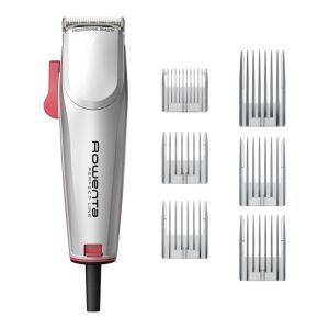 Машинка за подстригване Rowenta TN1300F0 Hair Clipper Perfect Line 2 silver, 1 speed, 6 fix hair combs, micro setting (0,6-0,9-1.2mm), hair settings (0.6-25mm), heights hair clipper (9),corded, pouch, oil &cleaning brush