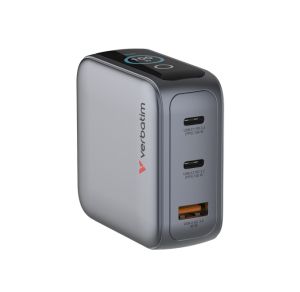 Зарядно устройство Verbatim Mini GaN Charger 100W with Display + 100W USB-C to USB-C Cable (Charger and Data transfer) Grey