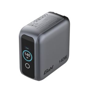 Зарядно устройство Verbatim Mini GaN Charger 140W with Display + 140W USB-C to USB-C Cable (Charger and Data transfer) Grey