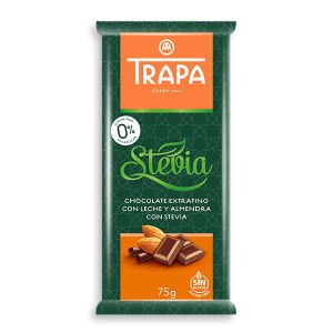 Шоколад, млечен с бадеми и стевия, Trapa, 75гр