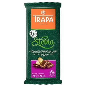 Шоколад, млечен с екструдиран ориз и стевия, Trapa, 75гр