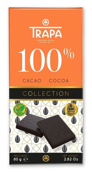Шоколад Trapa, КЕТО, 100% какао, 80 гр.