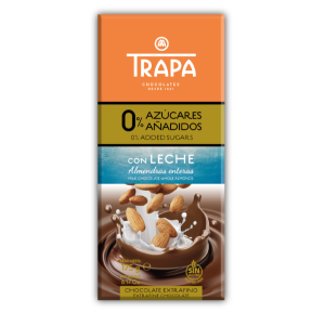 Млечен шоколад с бадеми Trapa, без захар, “Интензо”, 175гр
