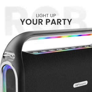 Тонколони HiFuture MusicBox300 Black, 150W Output, Karaoke Enable, Two Wireless Microphone, 18000mAh Battery (Support Power Bank), RGB Lighting, Pair to Play (TWS Mode), Bluetooth 5.3