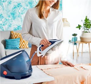 Парогенератор Tefal GV9221E0 ProExpress Protect, blue, 2600W, electronic temp settings, 7,6bars, 140g/min, steam boost 550g/min, Durilium Airglide Autoclean Ultra Thin soleplate, AD, AO, removable water tank 1,8L, calc collector, lock system, fast heat up