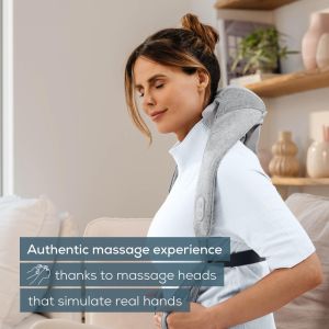 Масажор Beurer MG 154 4D Battery-Powered Neck Massager, 4 massage heads + 2 massage fingers;  2 speed; Hands-free; Automatic switch-off; Heat function; Washable removable cover